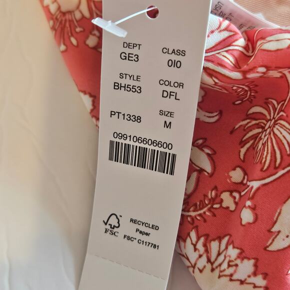 J Crew Curved-waist Cheeky Bikini Bottom Pink Floral Women's Medium Swim Beach - Picture 4 of 5